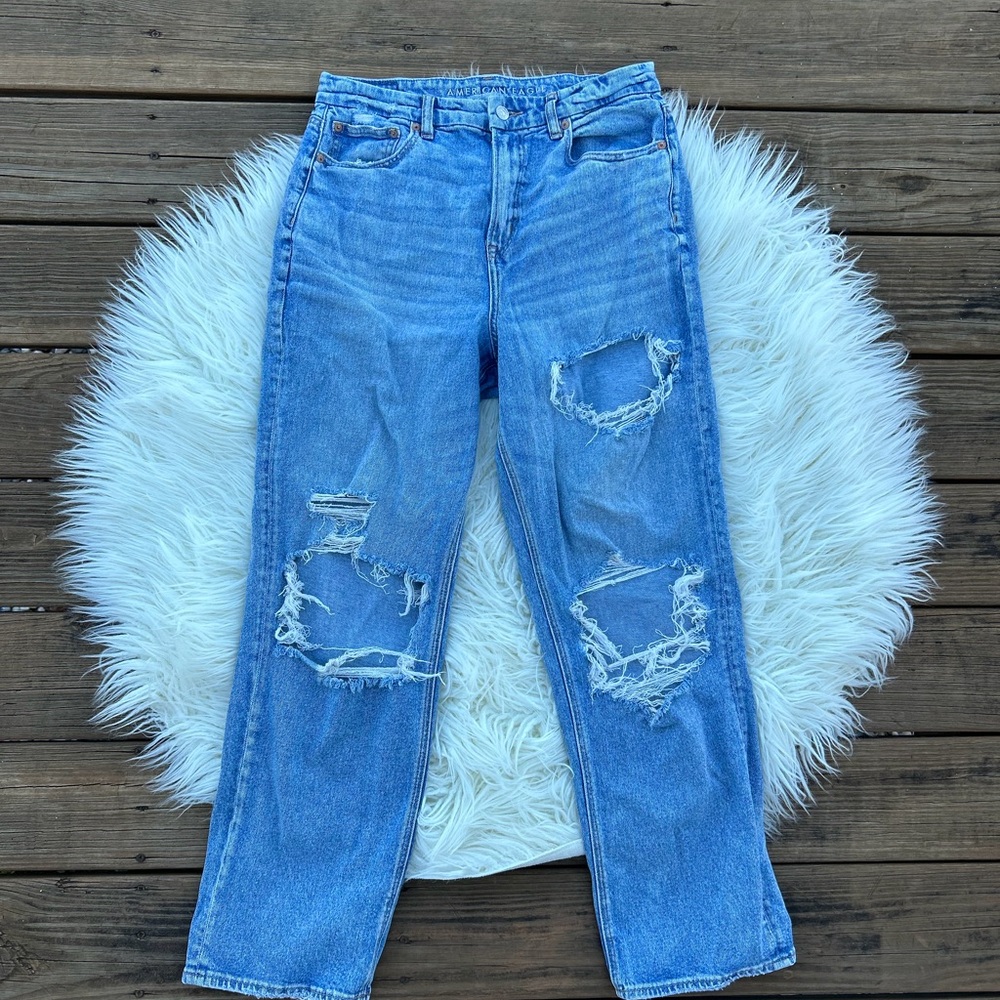 American Eagle Distressed Mom Jeans